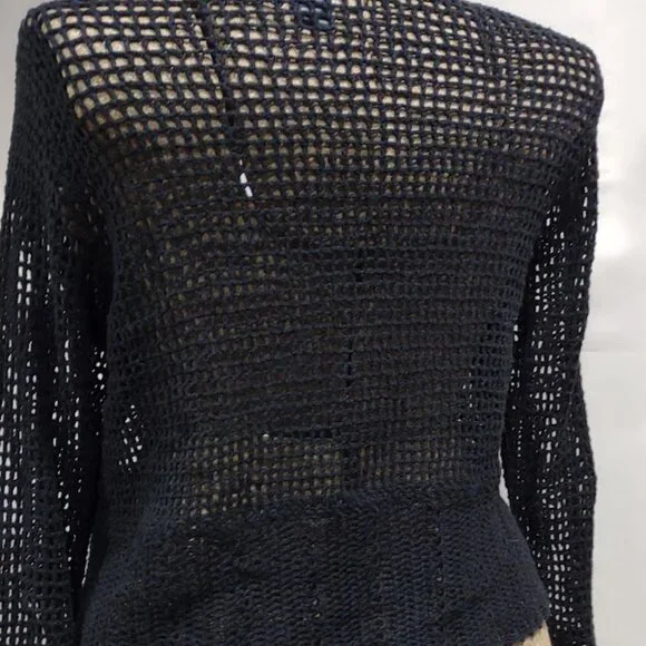 VENEZIA JEANS CLOTHING CROCHET RAMIE COTTON CARDIGAN EYE AND HOOK CLOSURE 18/20 - Picture 5 of 13